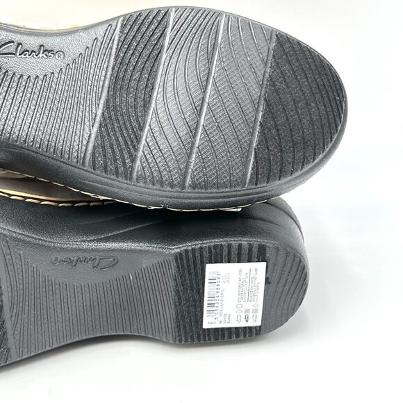 Clarks Womens Size 8.5 Merliah Sheryl White Leather Floral Wedge Sandals Shoes - Picture 11 of 14